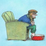 Beeldvergroting: '...gedwongen door de barre omstandigheden...' (tekening: Joep Bertrams)